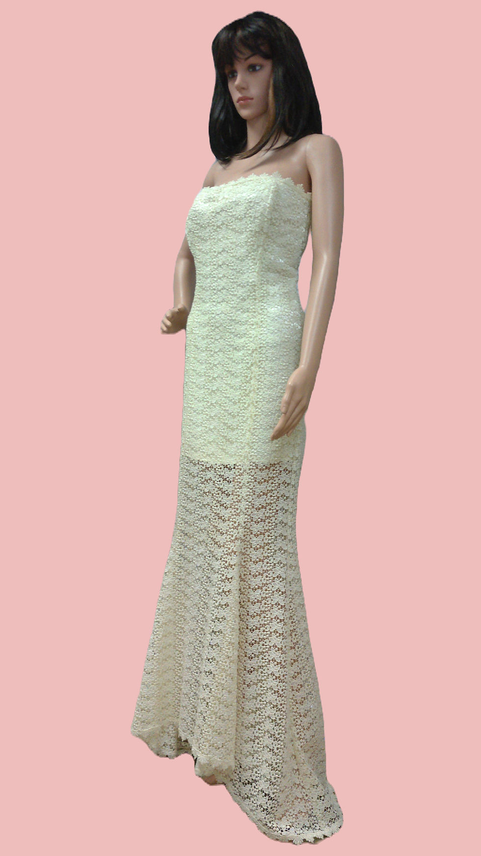 Dentelle robe sirène à traine face occasion Maryline Devaux