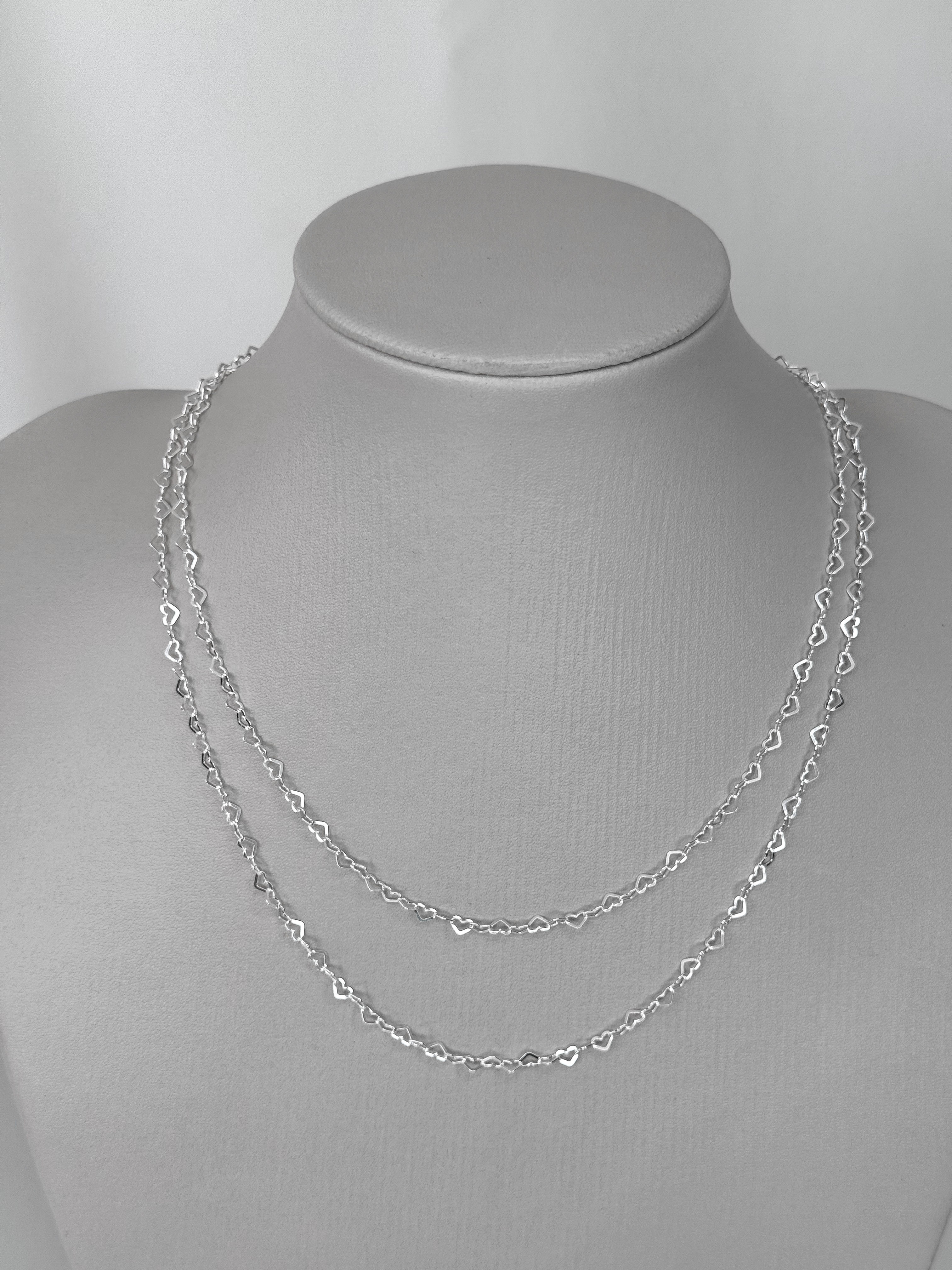 Corrente coração vazado prata 925