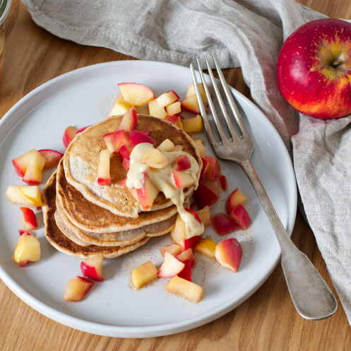 Vegane Bananen-Pancakes mit Apfelkompott