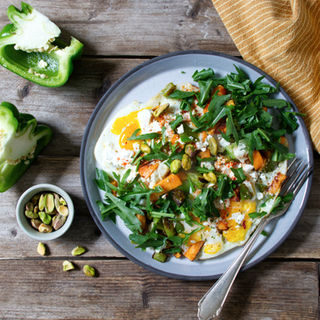 Süßkartoffel-Spiegelei mit Paprika