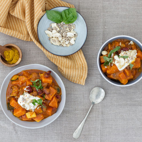Süßkartoffel-Gulasch mit Kidneybohnen