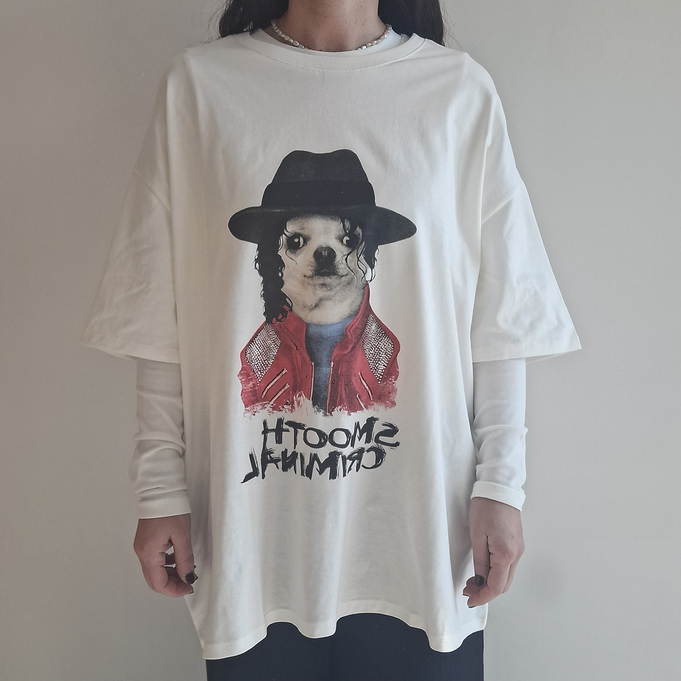 t-shirt bianca girocollo over in cotone con stampa frontale