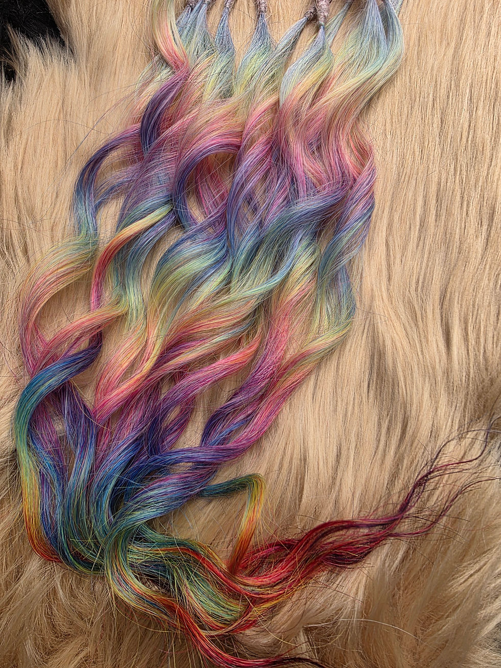 Miniaturbild: Dread Set am Haargummi Rosa mit dunklem Regenbogen Wellen 