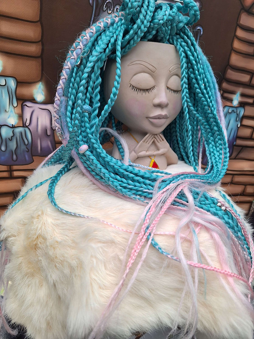 Miniaturbild: Braid Set Türkis mit  Rosa Spitzen 