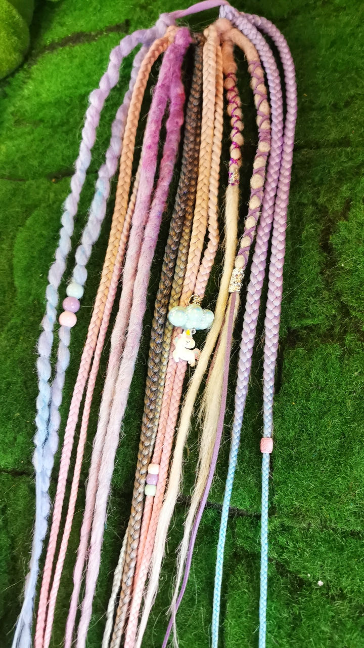 Miniaturbild: Einhorn Dread&Braid Set am Haargummi
