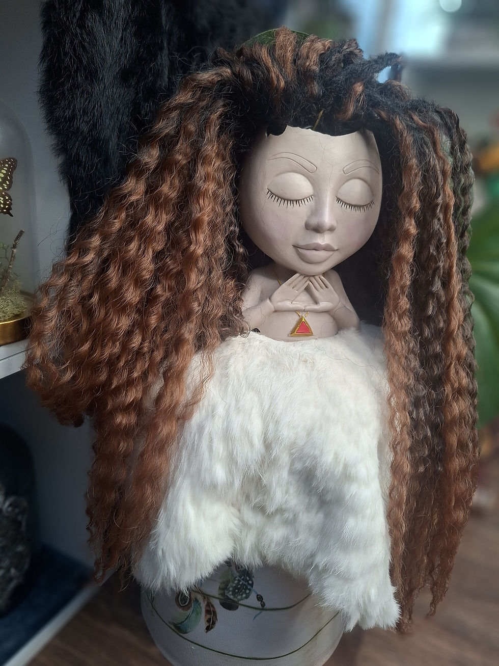 Miniaturbild: Curly Dreads Schwarzer Ansatz ins Dunkel Braun 