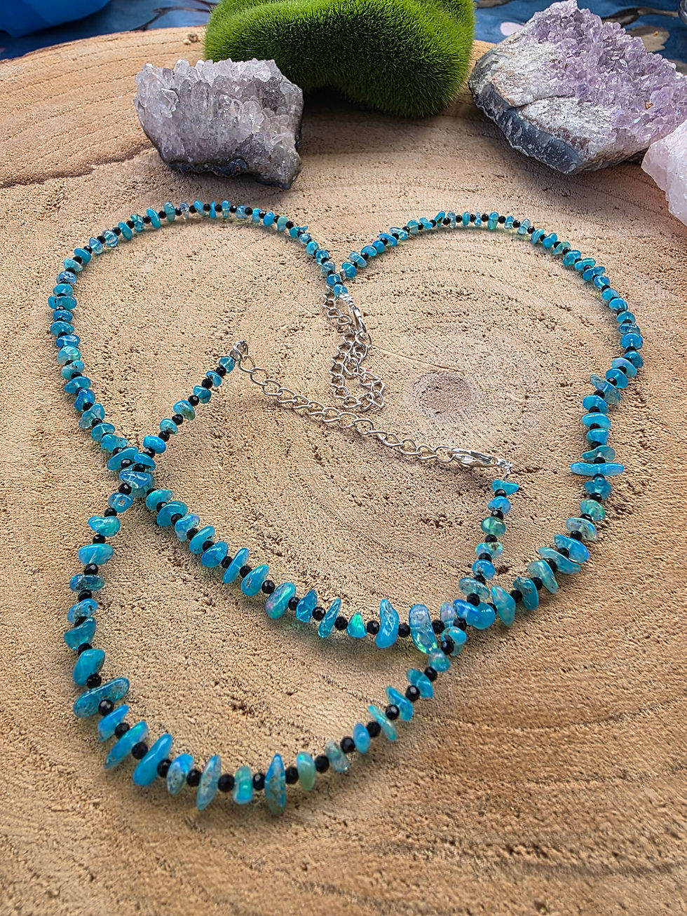 Miniaturbild: Opal Kette Hell Blau Armband und Halskette 