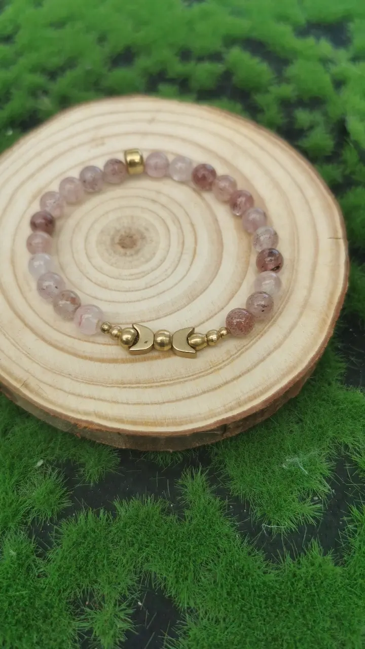 Armband bis 17cm Erdbeerquarz