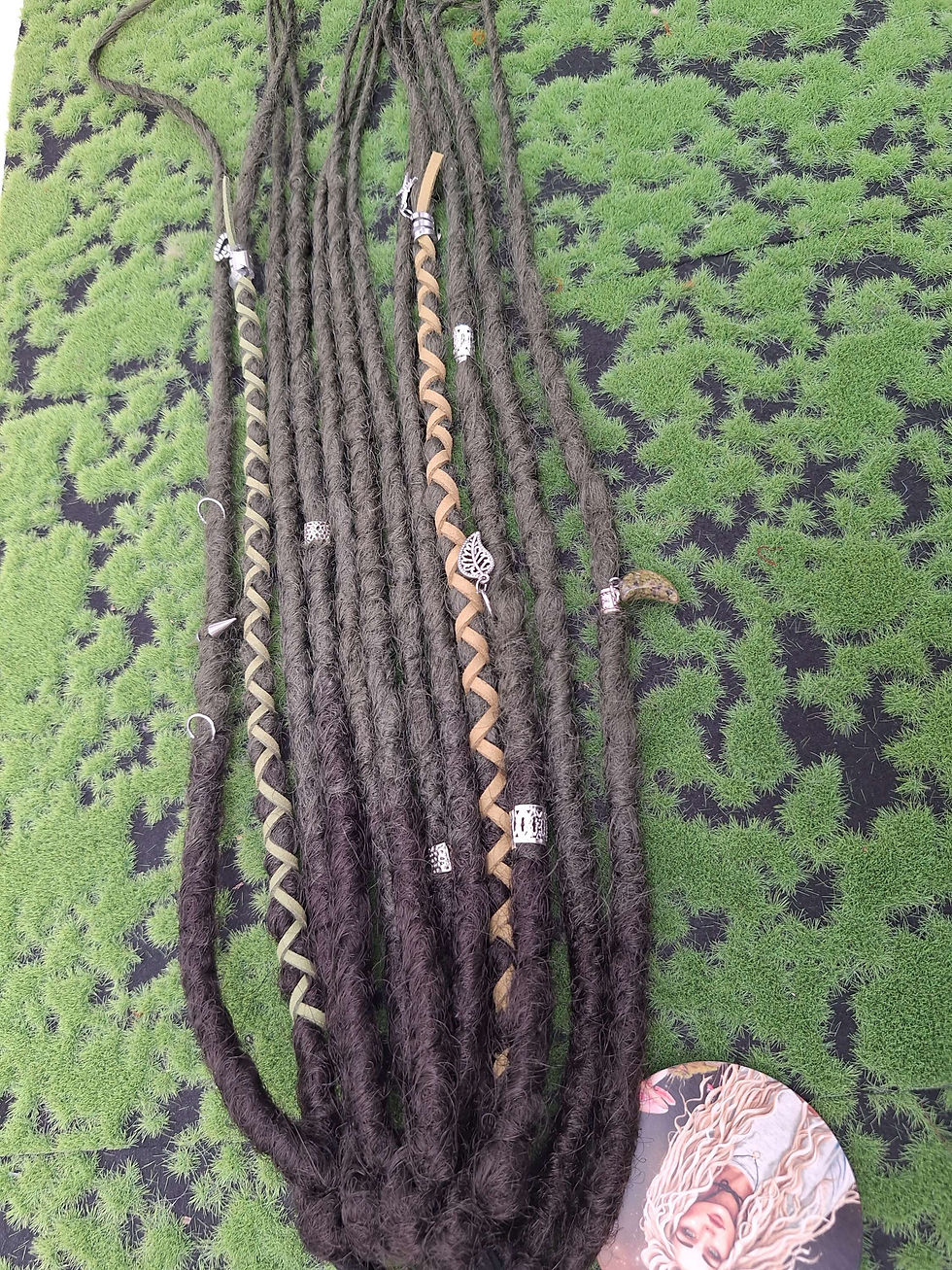 Miniaturbild: Dread Set am Haargummi Dunkel Braun ins Oliv Grün Ombree