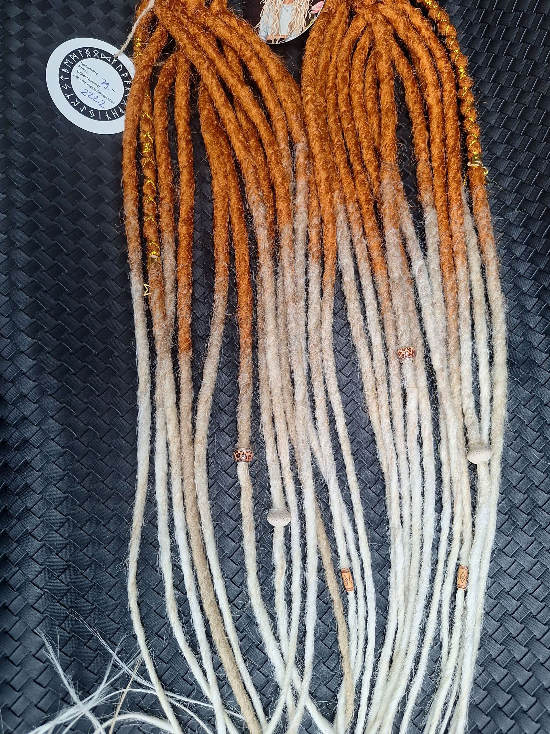 Dread Set am Haargummi Oranges/Ginger mit Blonden Spitzen 
