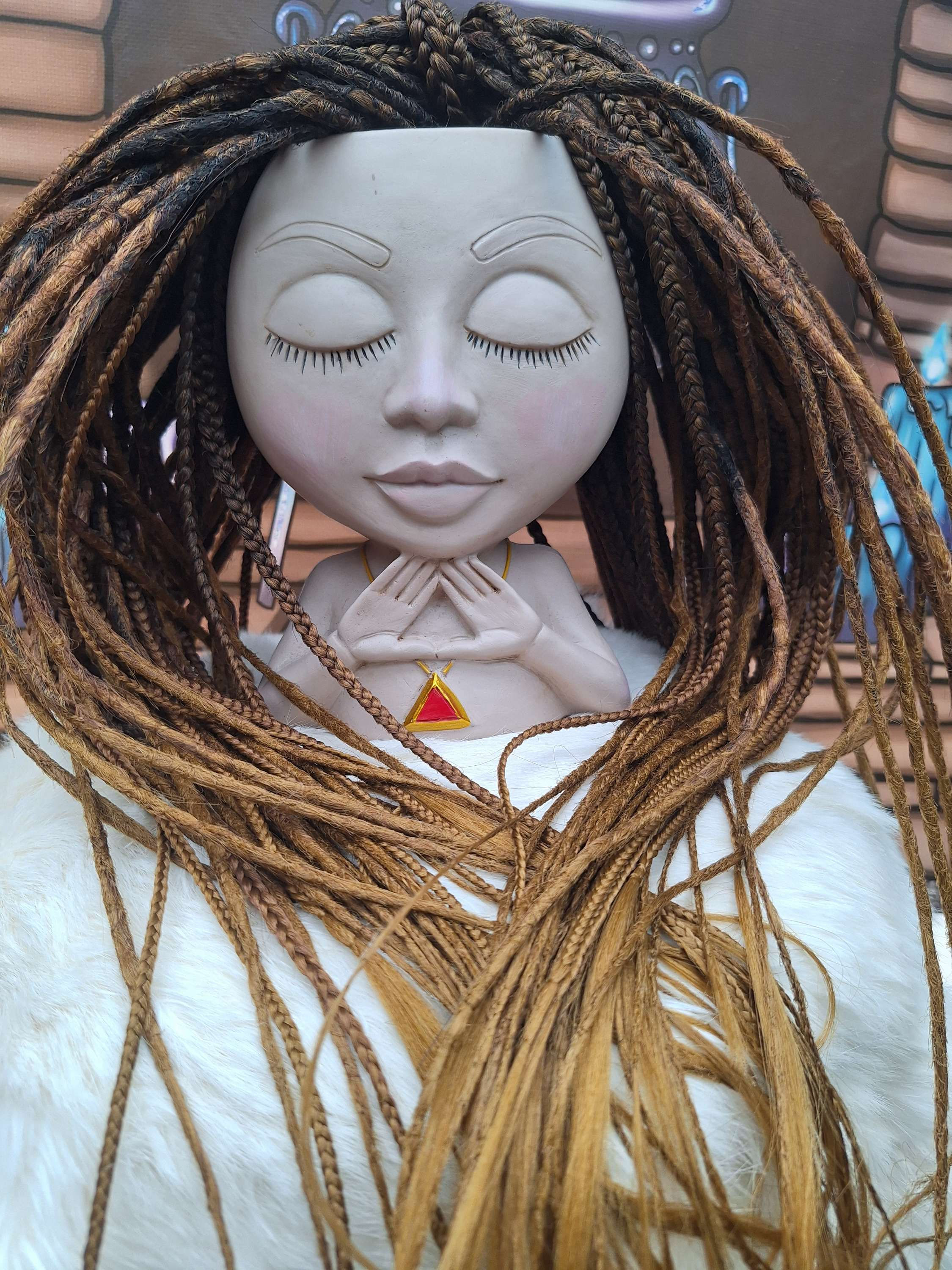 Dünne Dreads mit Zöpfli Schwarz  ins Braun