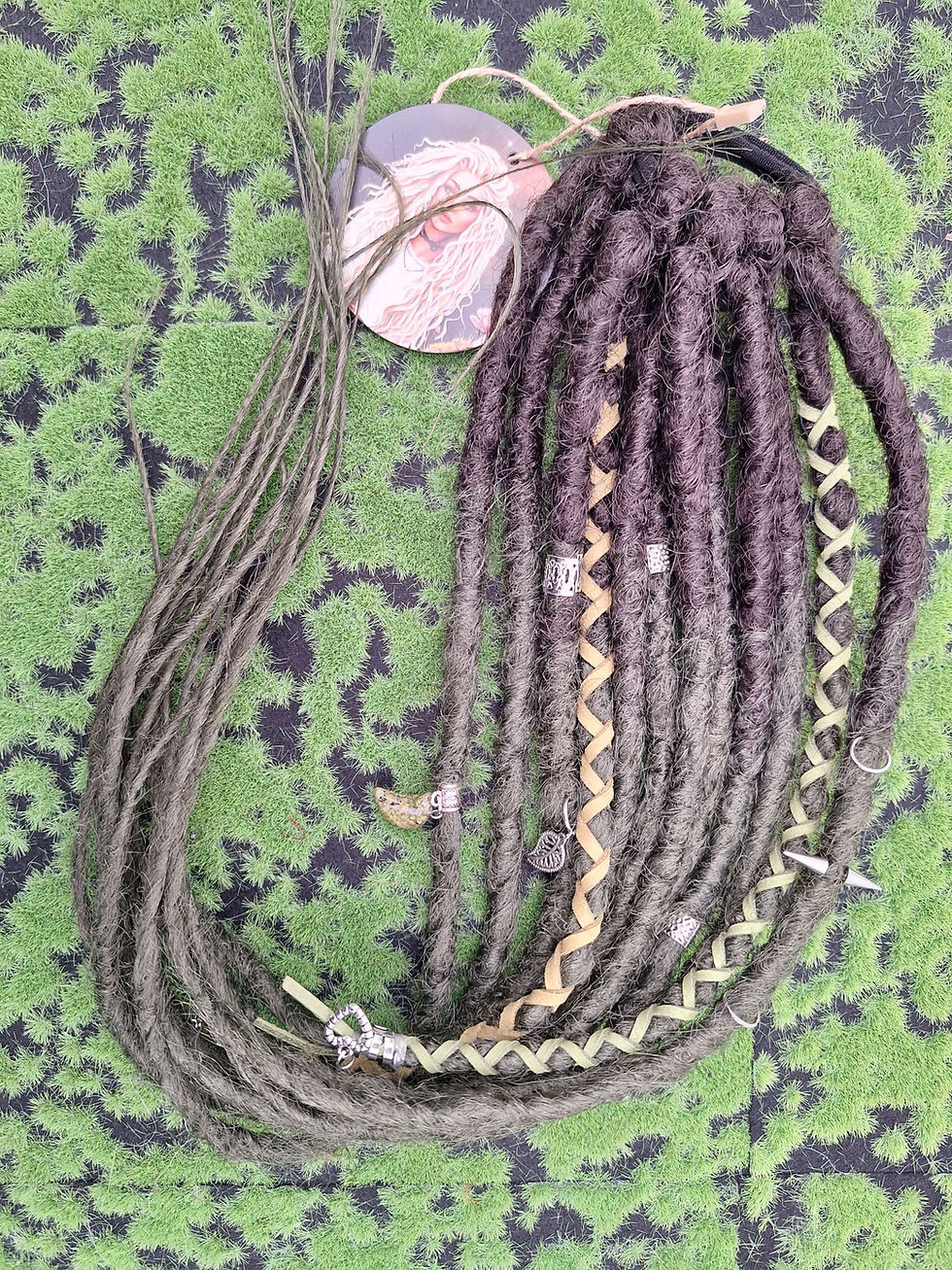 Miniaturbild: Dread Set am Haargummi Dunkel Braun ins Oliv Grün Ombree