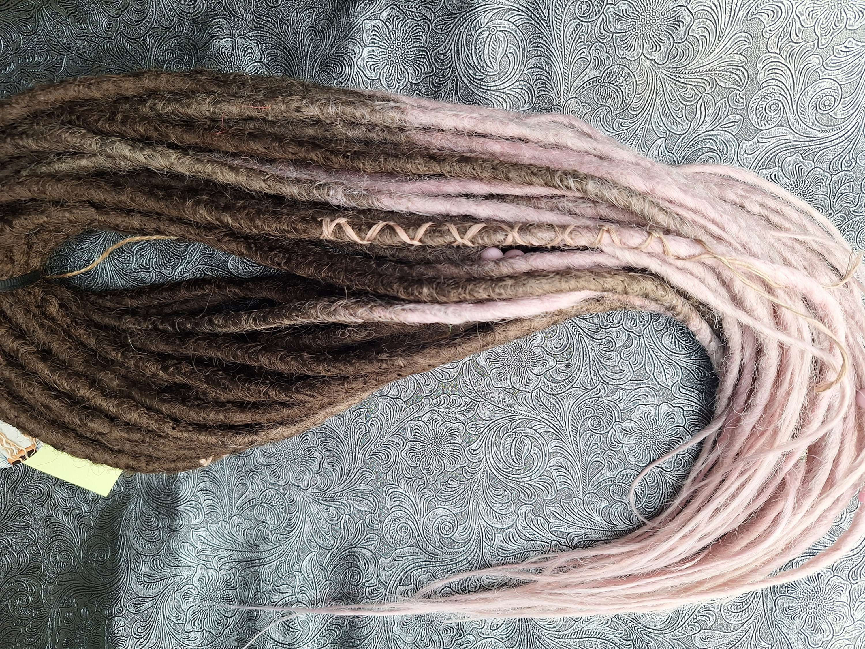Double Ended Dreads Einzelverkauf Braun mit Rosa Spitzen