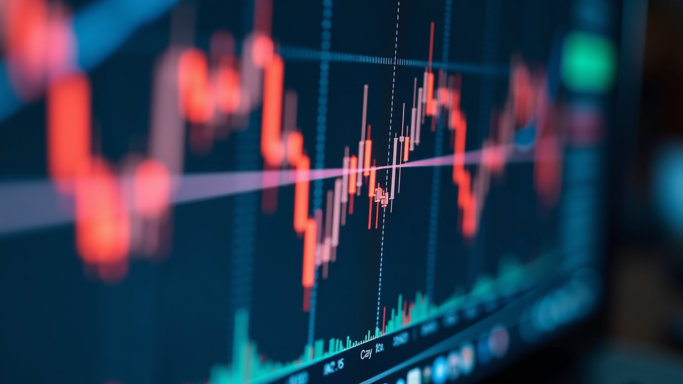 Eye-level view of a stock market graph on a digital screen