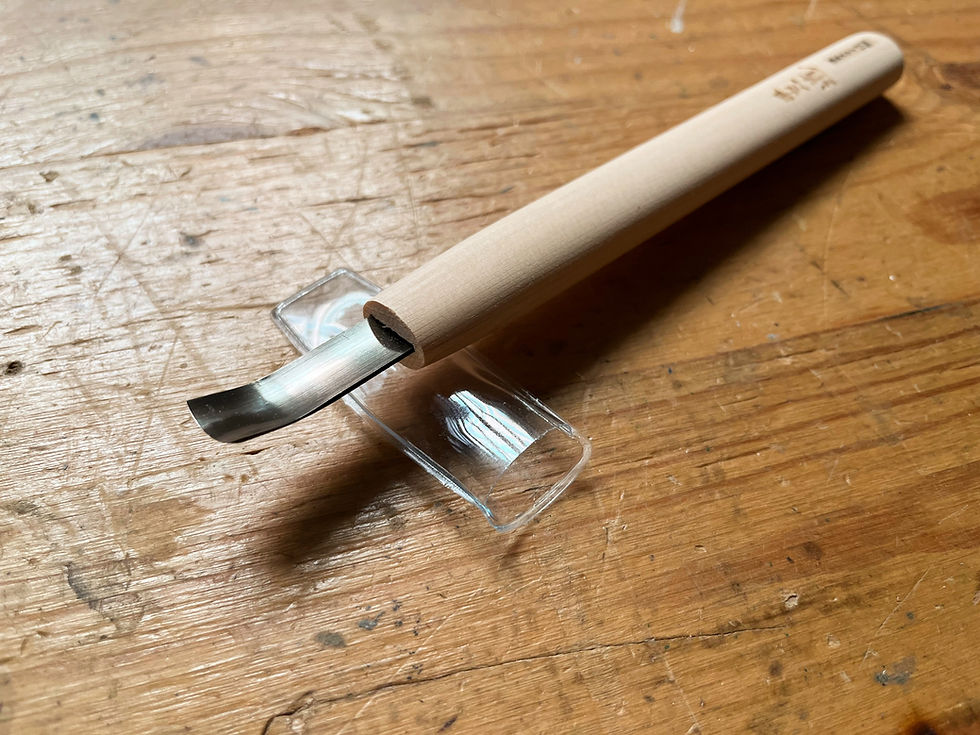 Thumbnail: 刃物鋼雕刻刀 浅丸曲 12mm/18mm Michihamono Shallow Short Bent 12mm/18mm