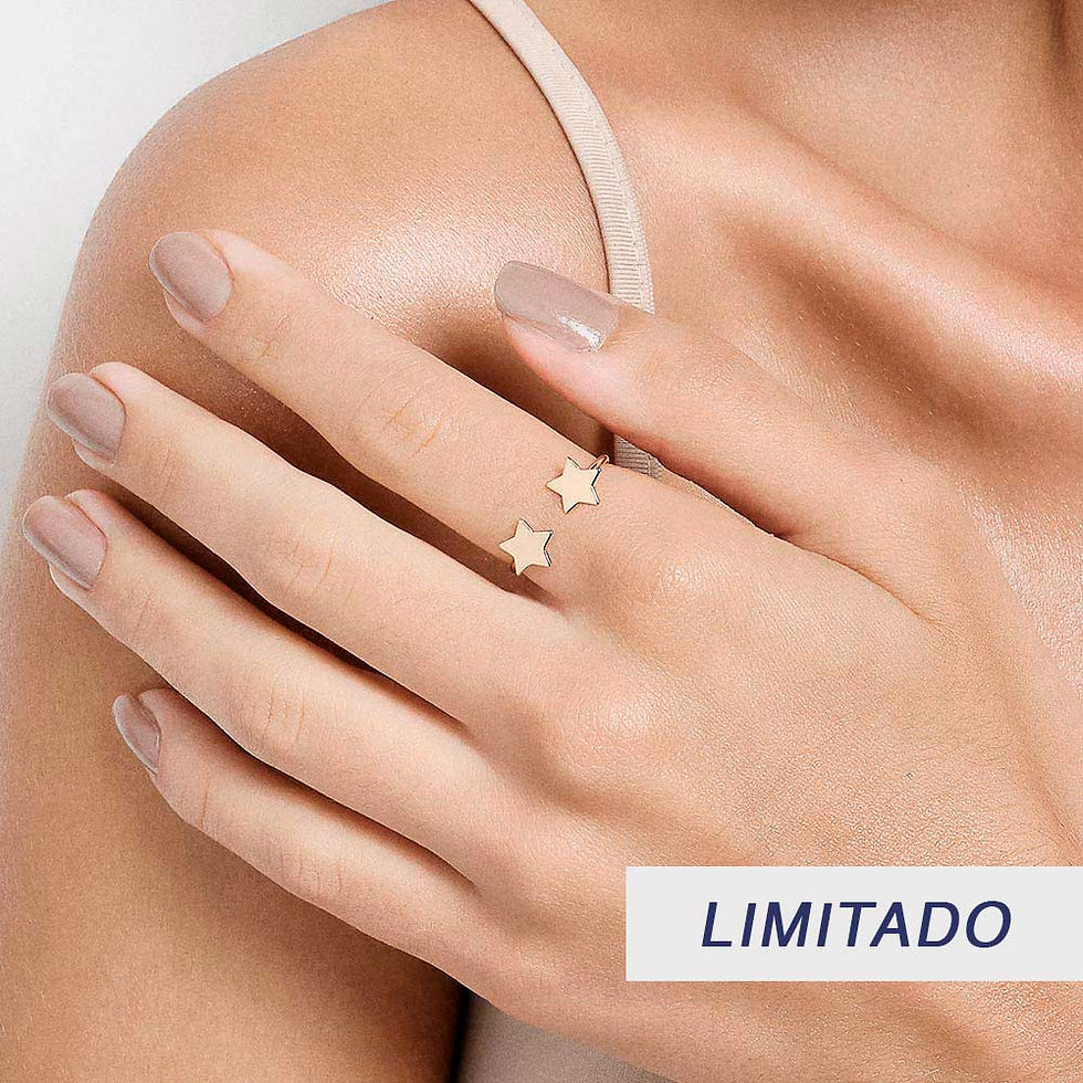 Anel ajustável estrela folheado a ouro