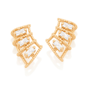 Brinco formado por aros curvados intercalados por 6 zircônias