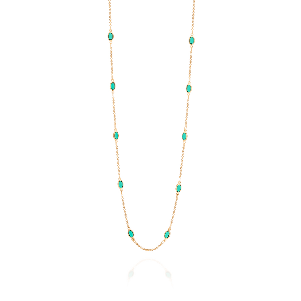 Colar rommanel banhado a ouro longo com cristais ovais 532059