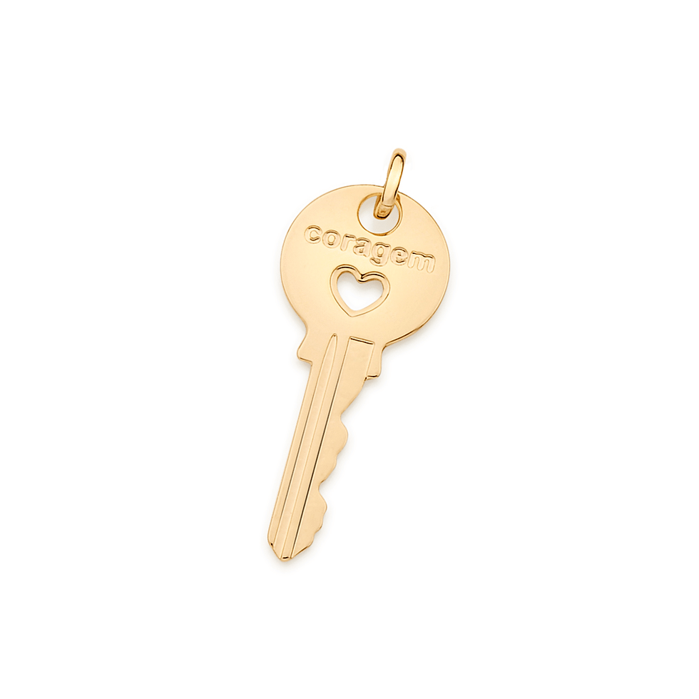 Pingente chave folheado a ouro