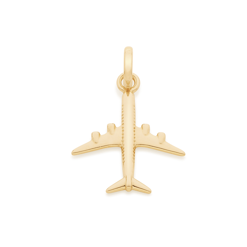 Pingente rommanel banhado a ouro 18 k unissex avião 542171