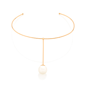Choker rommanel banhado a ouro 18 k aro fino com pérola 531869