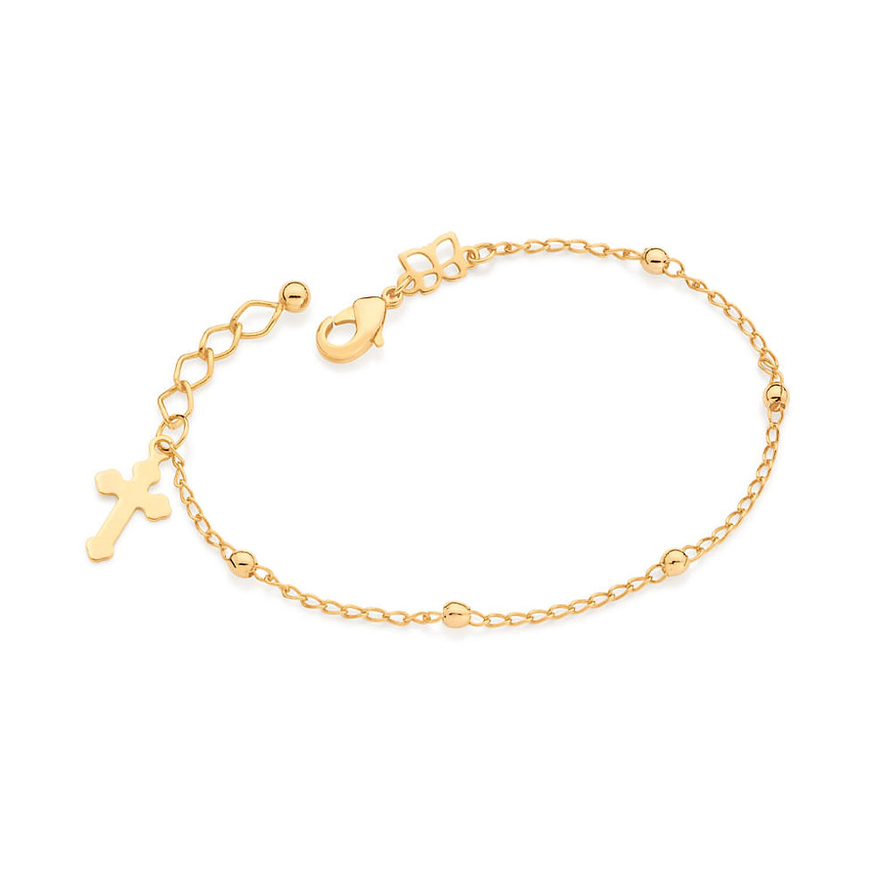 Pulseira cruz folheada a ouro