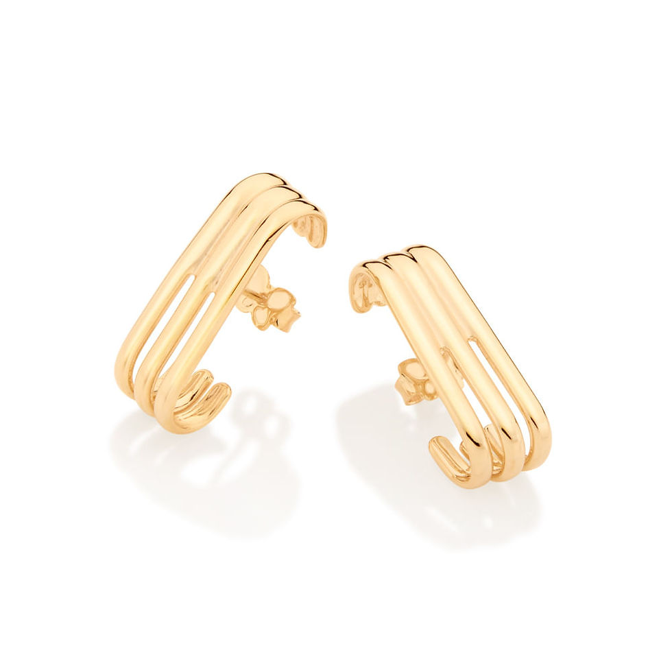 Brinco ear hook folheado a ouro
