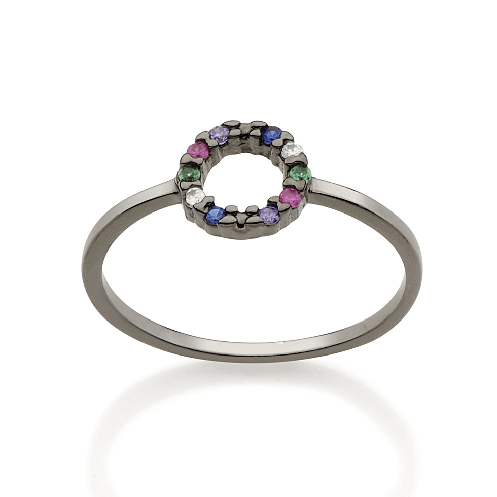 Anel rommanel banhado a ouro circulo colorido 512733 | 410012