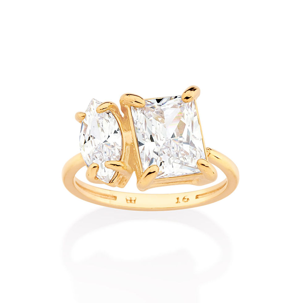 Anel eu e você folheado a ouro com zircônias