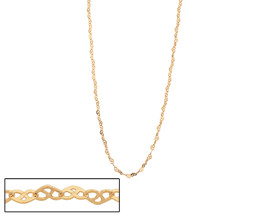 Corrente cordão rommanel banhado a ouro 18 k fio de coraçoes 531472