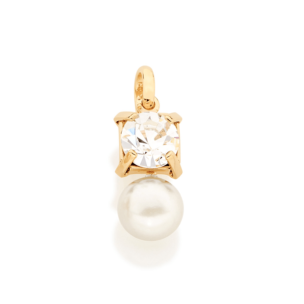 Pingente rommanel banhado a ouro 18 k cristal e pérola 541541