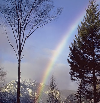 Rainbow in sky