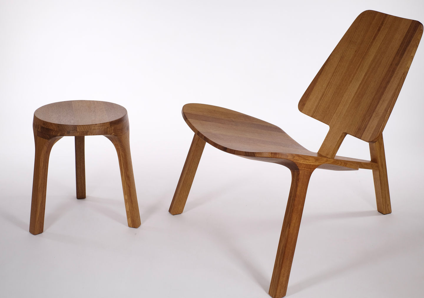Eva Mechler lounge chair with matching 3 leg stool