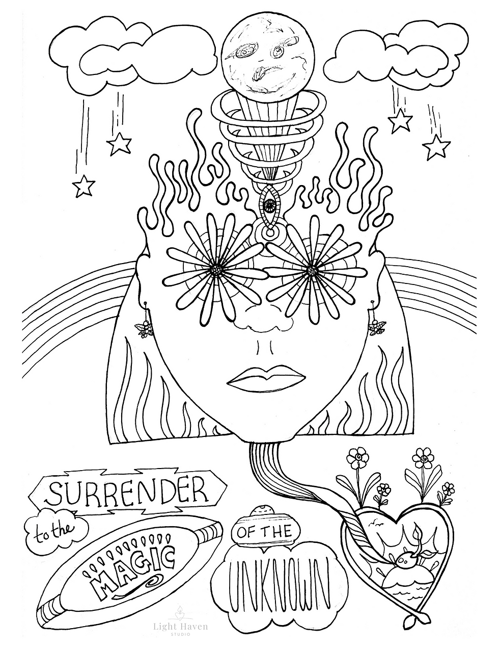 FREE coloring page download of Magic in the Unknown by Light Haven Studio.