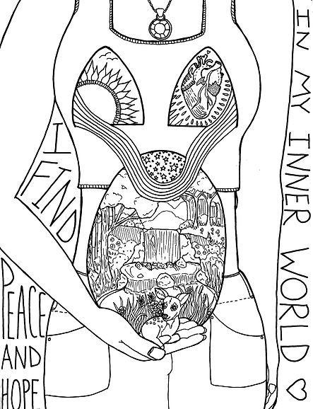 PEACE WITHIN healing Coloring Page from Light Haven Studio. Find your inner peace through creativity!
