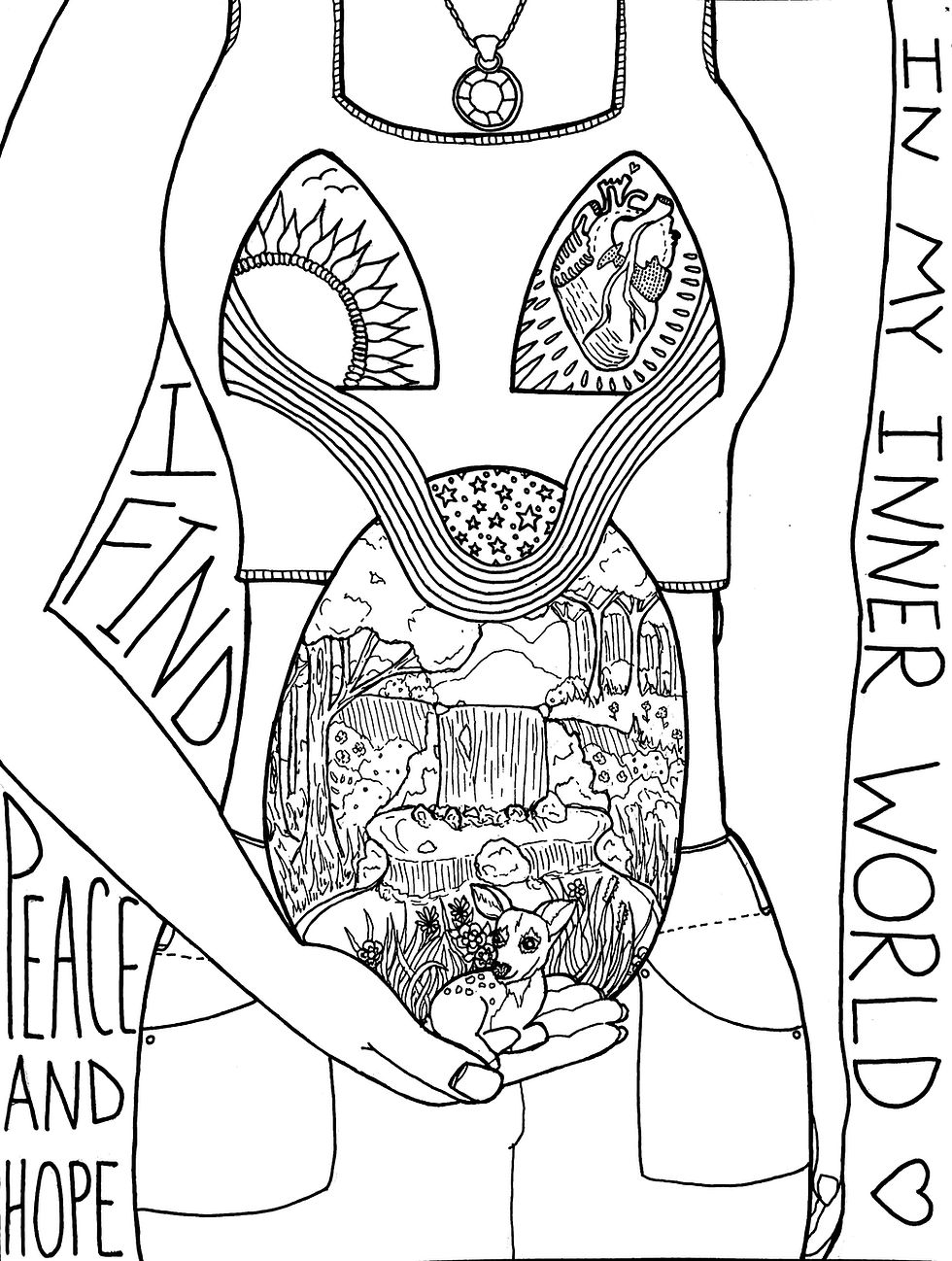 Peace Within - Free downloadable healing coloring page from Light Haven Studio.