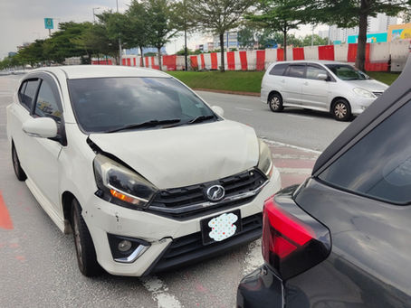 Rear bumper of a car damaged after a rear-end collision
