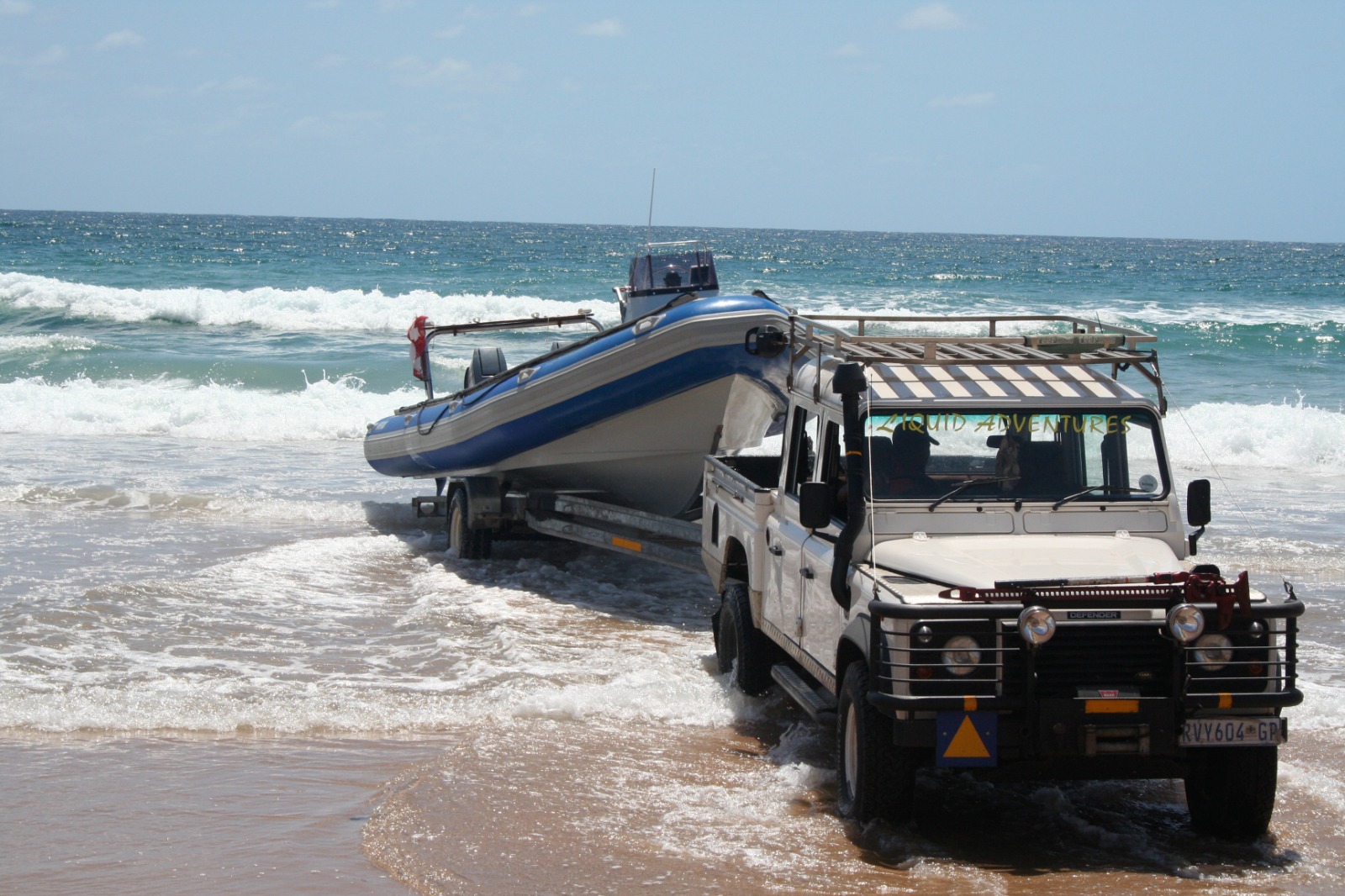 Boat trailer on the road