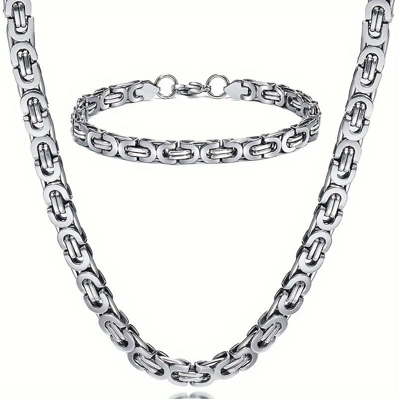 Thumbnail: 2 Pieces/Set Men's Stainless Steel Jewelry Set