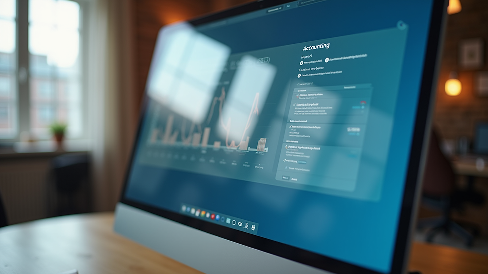 Close-up view of a computer screen showing accounting software during a virtual meeting
