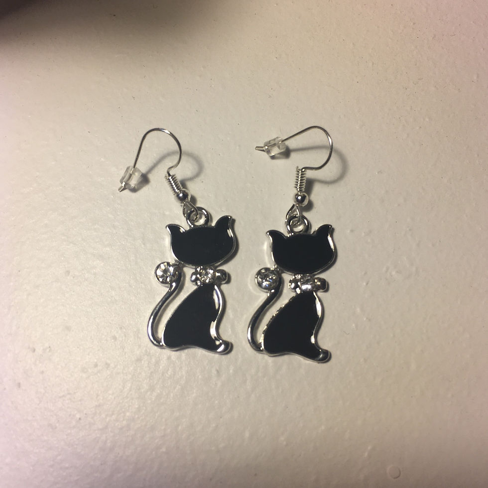Miniature : Boucles d’Oreilles Chats Noirs & Strass