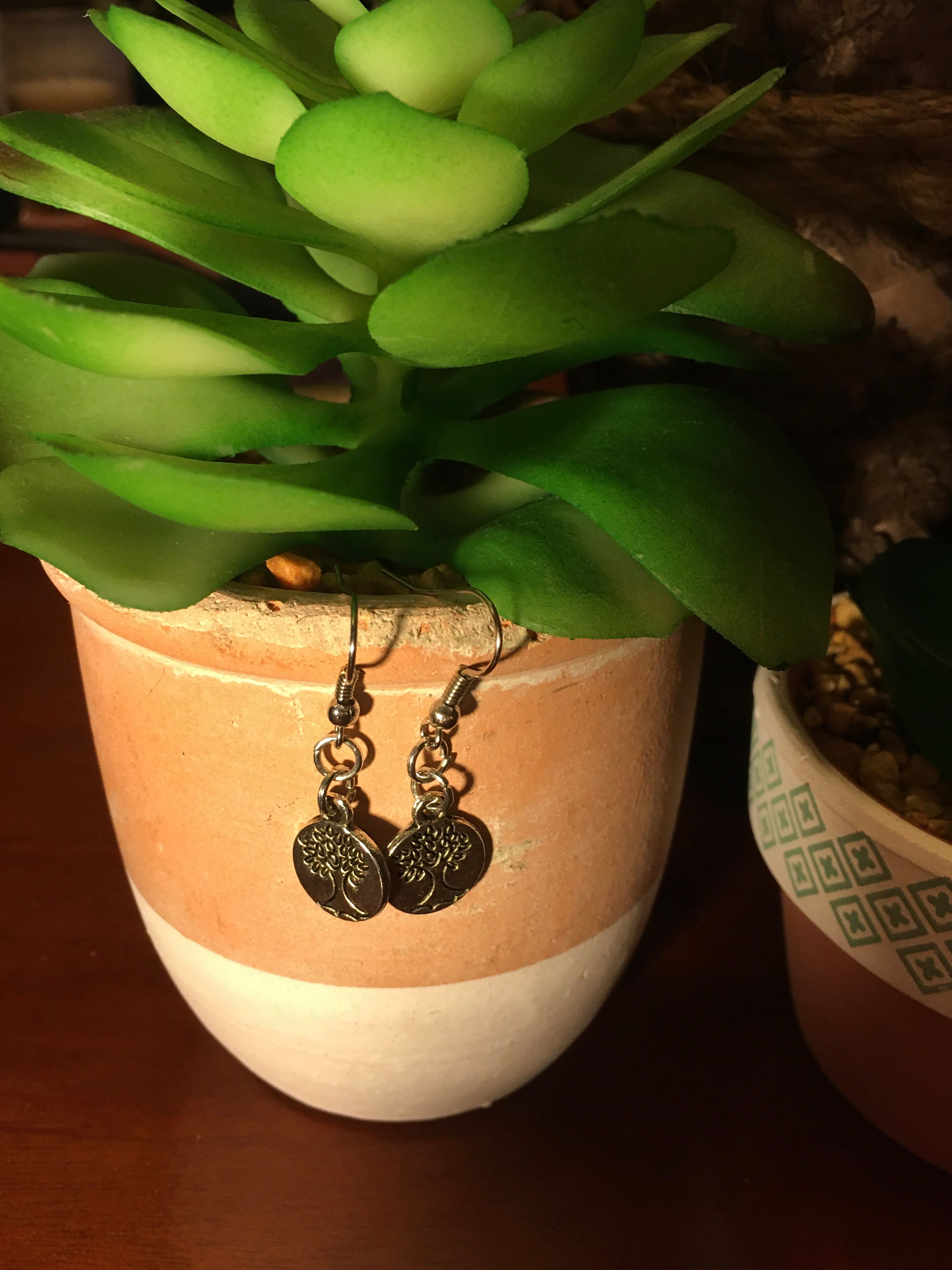 Boucles d'Oreilles Argent Rond Arbre De Vie
