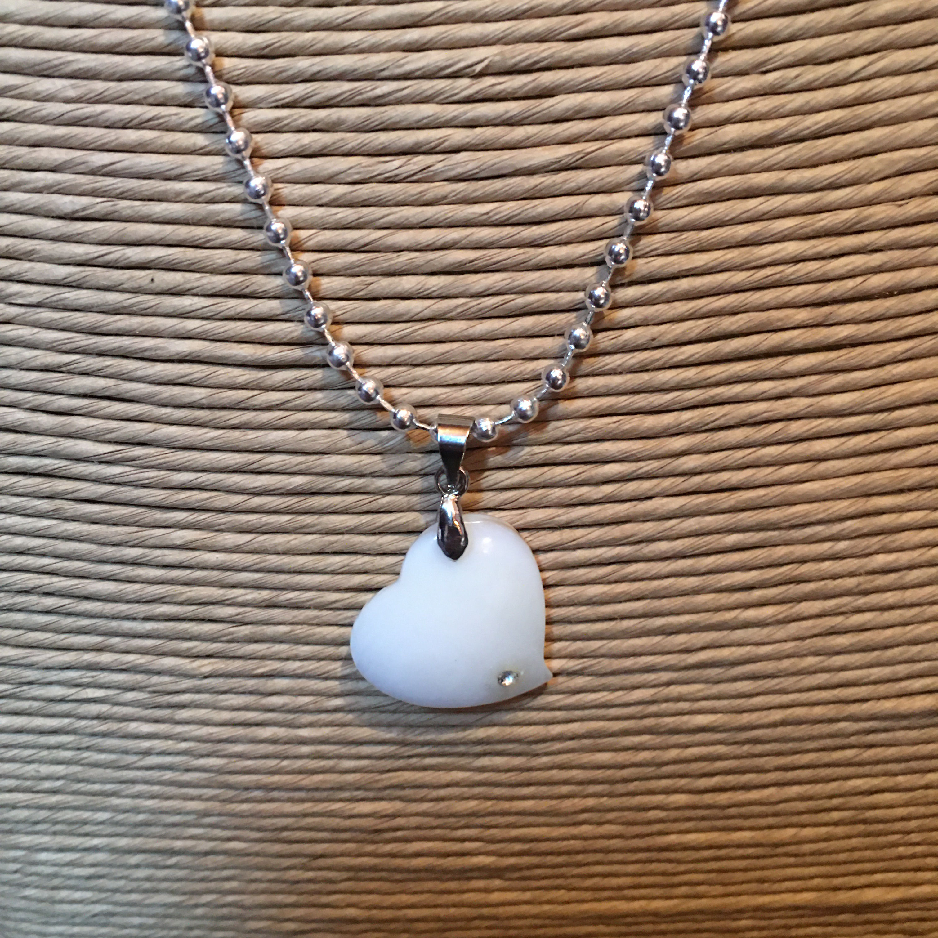Collier Cœur Blanc & Strass
