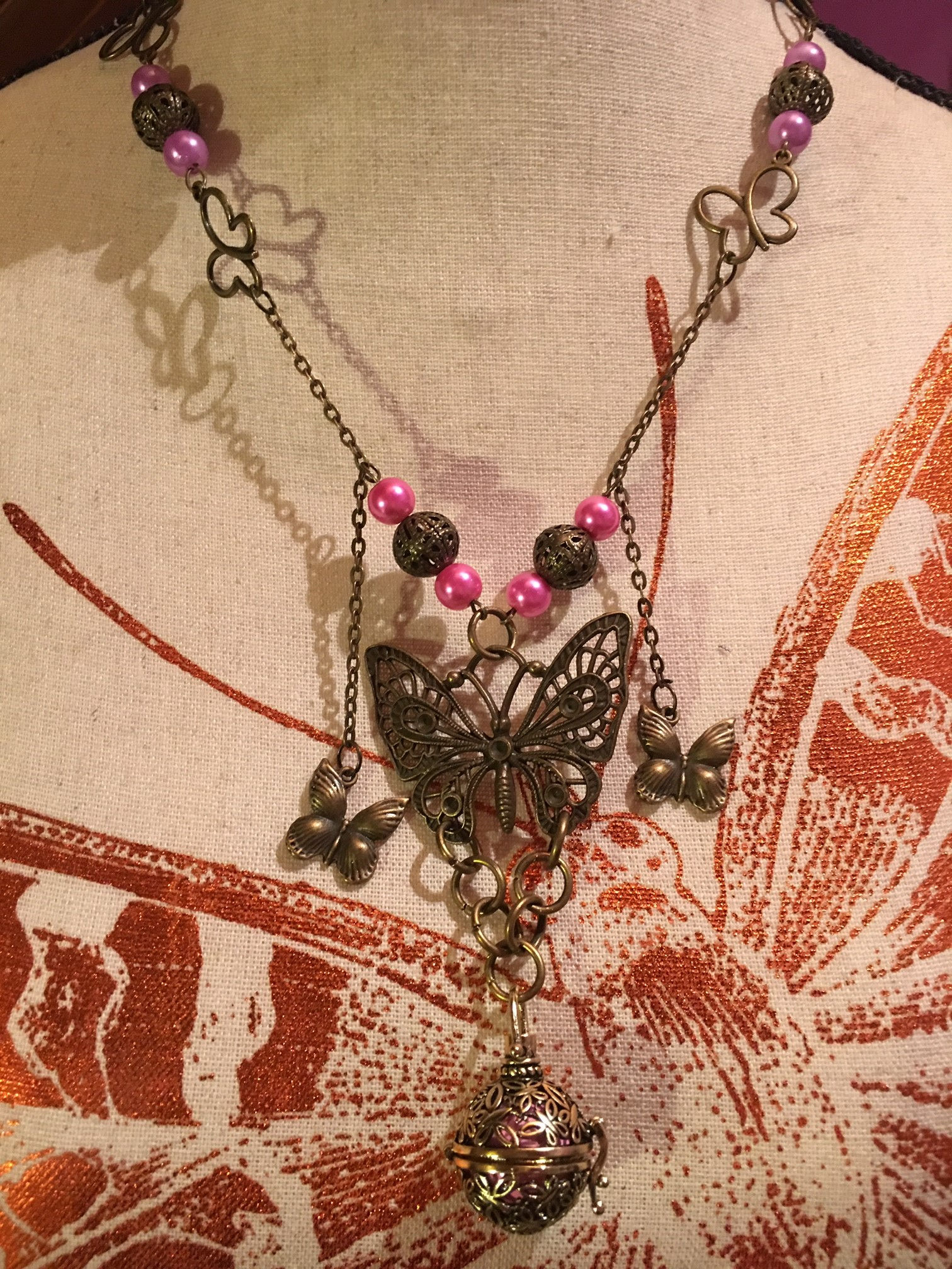 Bola de Grossesse Bronze Papillons/Rose