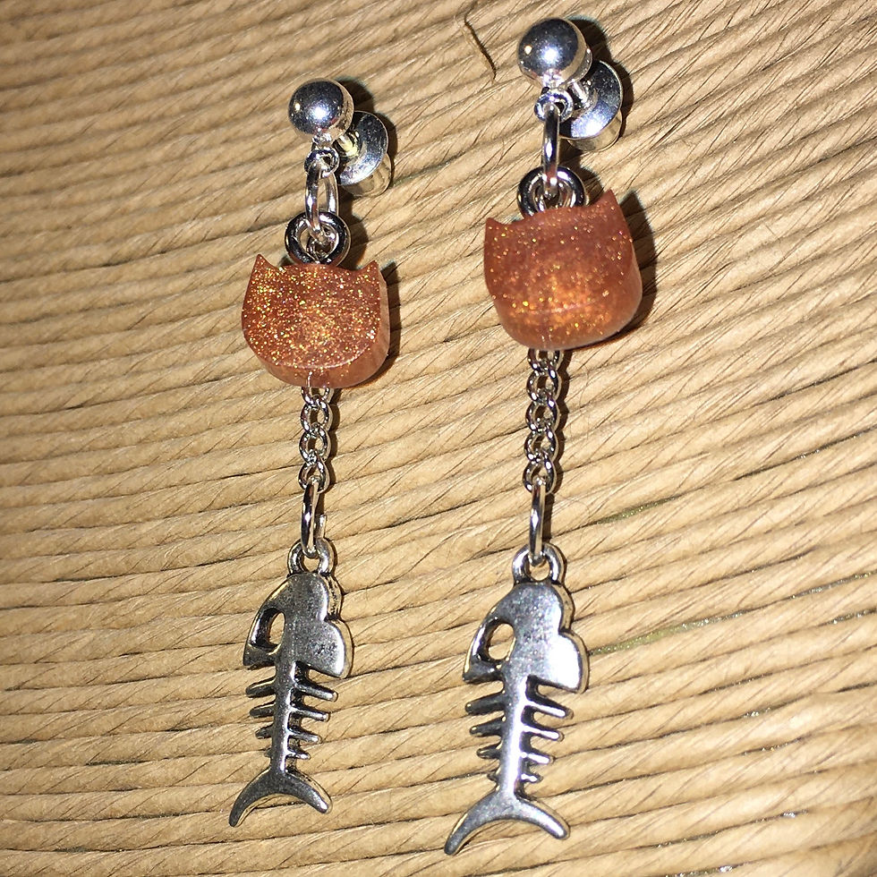 Miniature : Boucles d'Oreilles Chat Résine