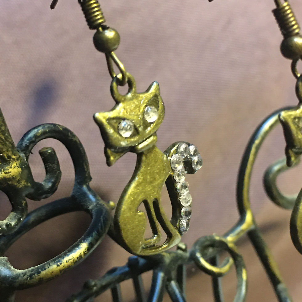 Miniature : Boucles d'Oreilles Chats Zirconiums Blancs