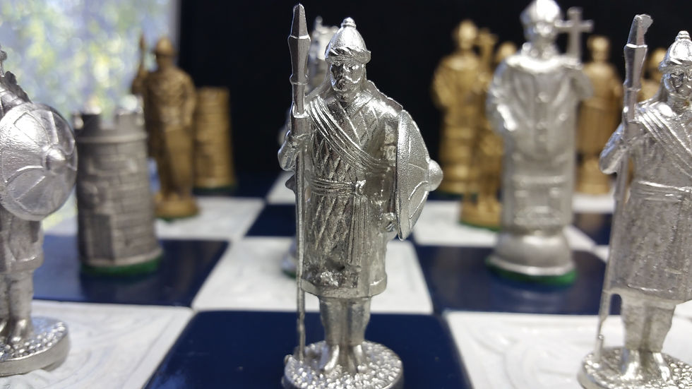 Thumbnail: Lead free templar chess set