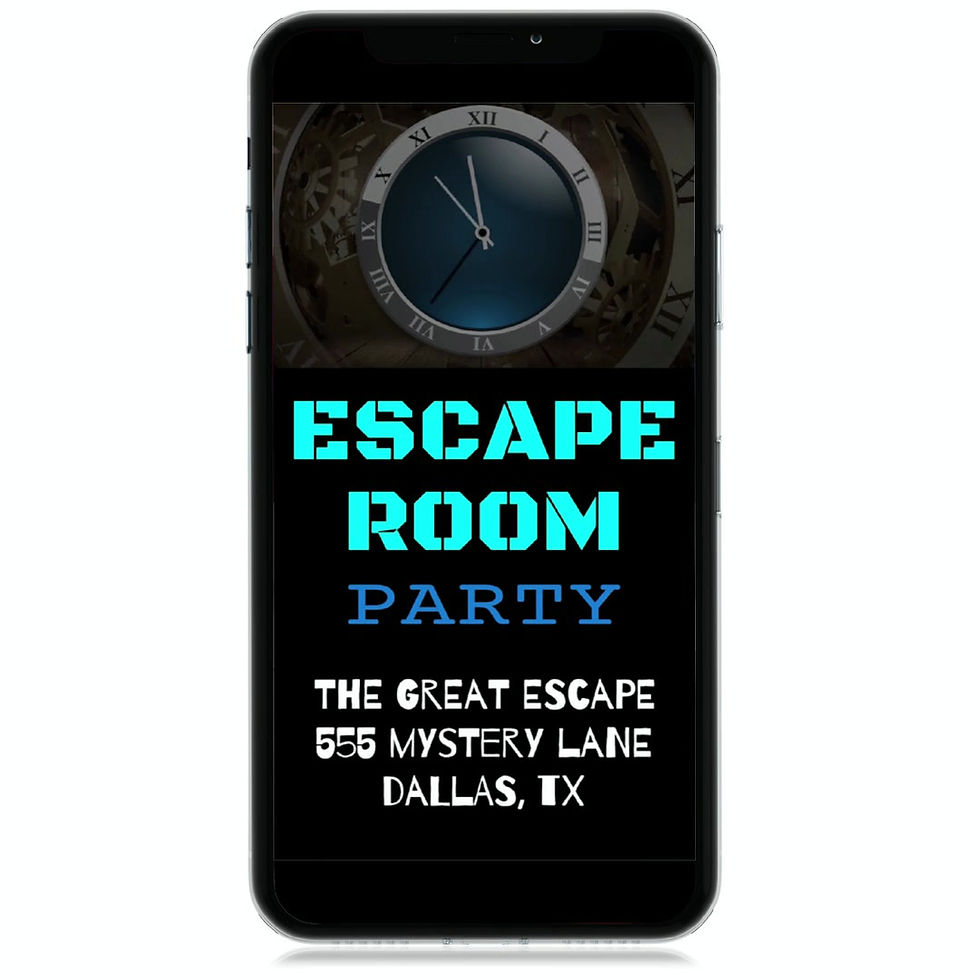 Thumbnail: Tween teen adult escape room invitation. MP4 video invite for escape room puzzle party or mystery birthday party