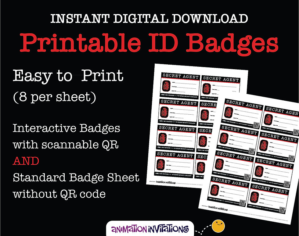 Thumbnail: Instant Digital Download Printable ID Badge for Kids Spy Party! Easy to Print, 8 per sheet!
