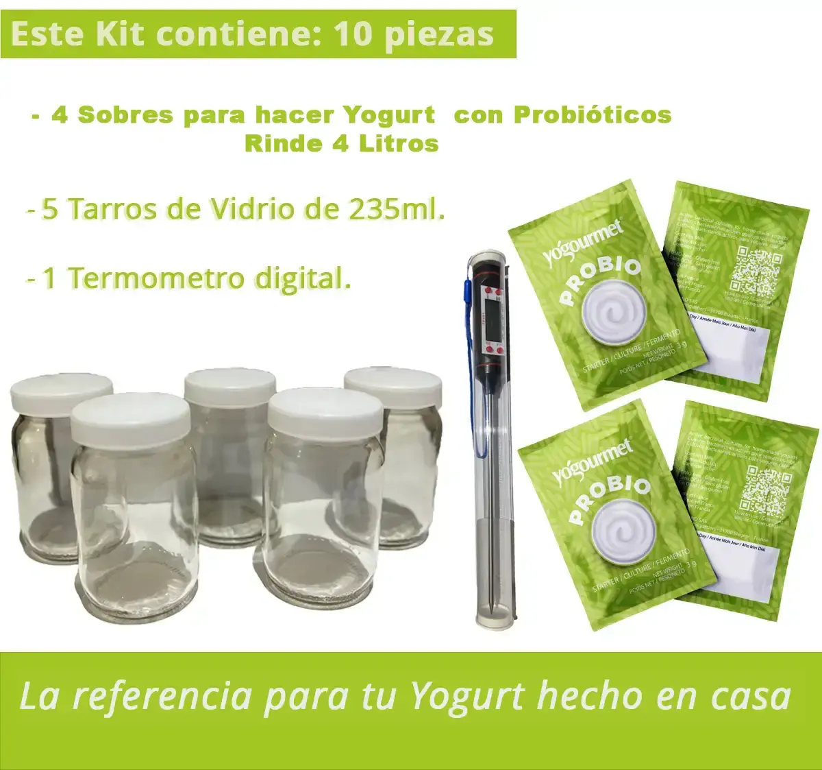 Kit para hacer yogurt en casa de 4 sobres